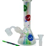 LA Pipes Disco Beaker Bong in Champagne Glass Design, 8" Height, Borosilicate - Front View