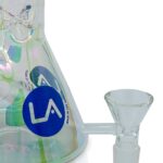 LA Pipes Disco Beaker Bong with Iridescent Finish and Logo - Side View