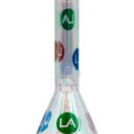 LA Pipes Champagne Glass Disco Beaker Bong, 8" with Colorful Accents - Front View