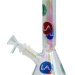 LA Pipes Disco Beaker Bong in Champagne Glass Design with Borosilicate Glass, Front View