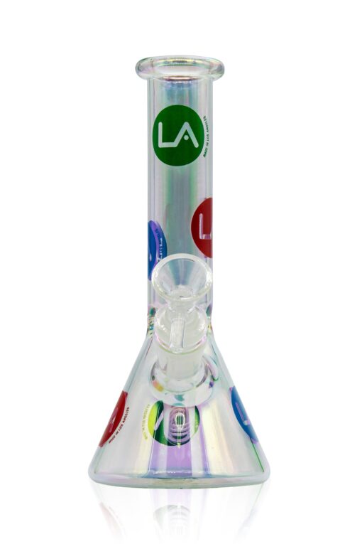 LA Pipes Champagne Glass Disco Beaker Bong, 8" with 38mm Diameter, Front View