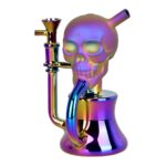 Solemn Skull Electroplated Glass Recycler - 6.75" / 14mm F / Colors Vary - Headshop.com