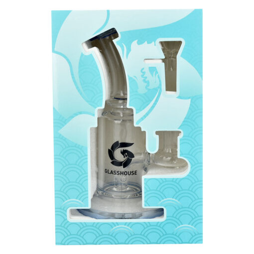 Glass House Bent Neck Glass Water Pipe - 6.75" / 14mm F / Colors Vary - Headshop.com