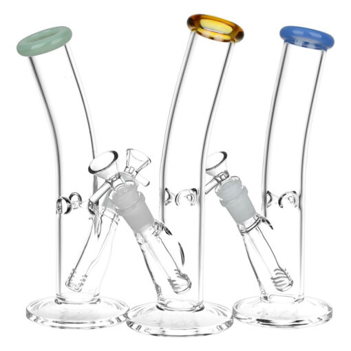 Classic Bent Neck Straight Tube Glass Water Pipe | 14mm F | Colors Vary - Headshop.com
