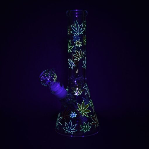 Rainbow Pride Leaf Beaker Glass Water Pipe - 10.25" / 14mm F - Headshop.com