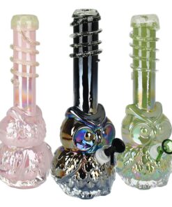 Iridescent Owl Soft Glass Water Pipe - 12" / 14mm F - Headshop.com