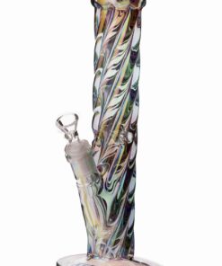 Daze Glass - 12 Inch Iridescent Rainbow Spiral Glass Water Pipe - Headshop.com
