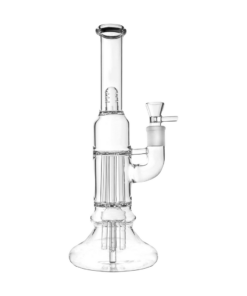 PILOTDIARY 12 Inch Tree Perc Bong front view on white background with clear glass and smooth hits