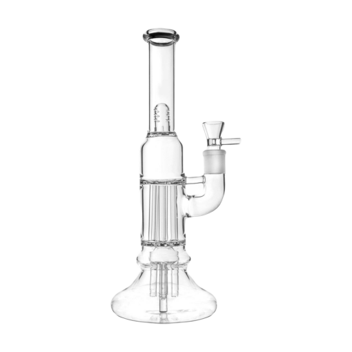 PILOTDIARY 12 Inch Tree Perc Bong front view on white background with clear glass and smooth hits