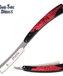 Dark Side Razor Black And Red Anodized Aluminum Handle Folding Knife