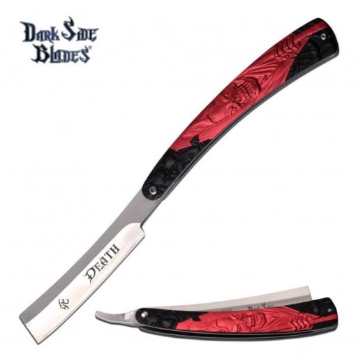 Dark Side Razor Black And Red Anodized Aluminum Handle Folding Knife