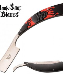 Dark Side Razor Red And Black Skull Handle Folding Knife