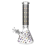 Designer Floral Diamond Print Bong with 14" Height and 45 Degree Joint Angle