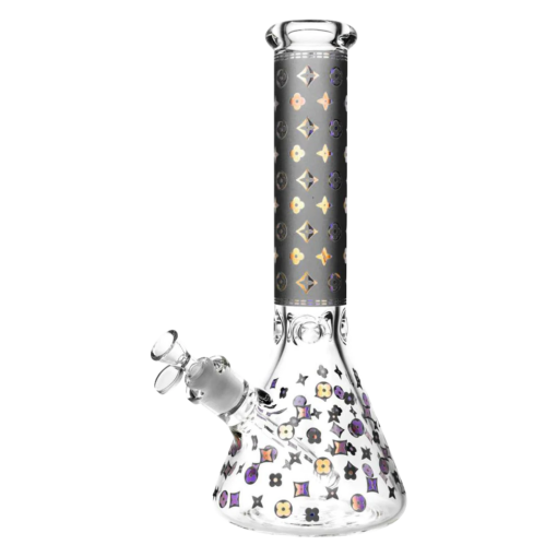 Designer Floral Diamond Print Bong with 14" Height and 45 Degree Joint Angle