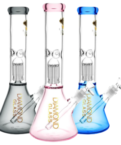 Diamond Glass Water Pipe - Mansion in assorted colors with 45-degree joint angle