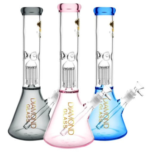 Diamond Glass Water Pipe - Mansion in assorted colors with 45-degree joint angle