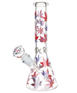 Patriotic Leaf Beaker Glass Water Pipe - 10.25" / 14mm F - Headshop.com
