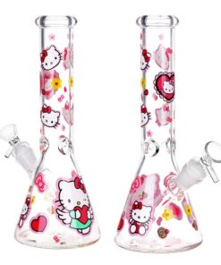 Heart Loving Cute Hello Kitty Beaker Glass Water Pipe - 10" / 14mm F