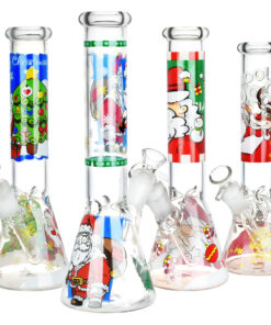 Santa Claus Themed Glass Water Pipe - 10" / 14mm F / Designs Vary - Headshop.com