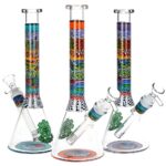 SeshGear Tehchnicolor Zig Wag Beaker Glass Water Pipe - 10" / 14mm F / Colors Vary - Headshop.com