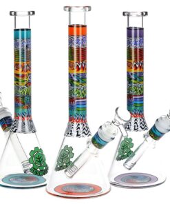SeshGear Tehchnicolor Zig Wag Beaker Glass Water Pipe - 10" / 14mm F / Colors Vary - Headshop.com