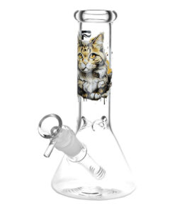 Pulsar Majestic Cat Glass Water Pipe - 7.75" / 14mm F - Headshop.com