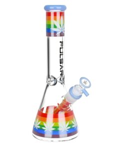 Pulsar Rainbow Pride Glow Glass Beaker Water Pipe - 10" - Headshop.com