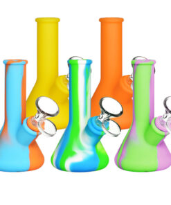Silicone Beaker Travel Water Pipe- 5" / 14mm F / Colors Vary - Headshop.com
