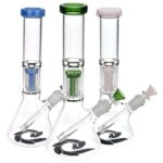 Glass House Flathead Perc Beaker - 12" / 14mm F / Colors Vary - Headshop.com