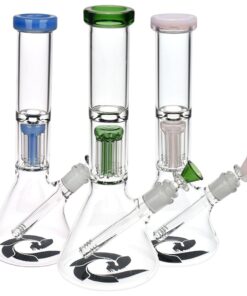 Glass House Flathead Perc Beaker - 12" / 14mm F / Colors Vary - Headshop.com