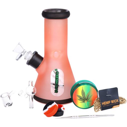 SeshGear Glass Beaker Water Pipe Smokers' Kit | 8" - Headshop.com
