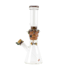 Empire Glassworks Beaker Water Pipe with Save the Bees design, 14" heavy wall borosilicate glass, front view