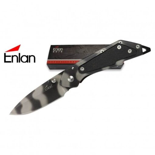 Enlan Camo Steel And Black G10 Handle Folding Knife