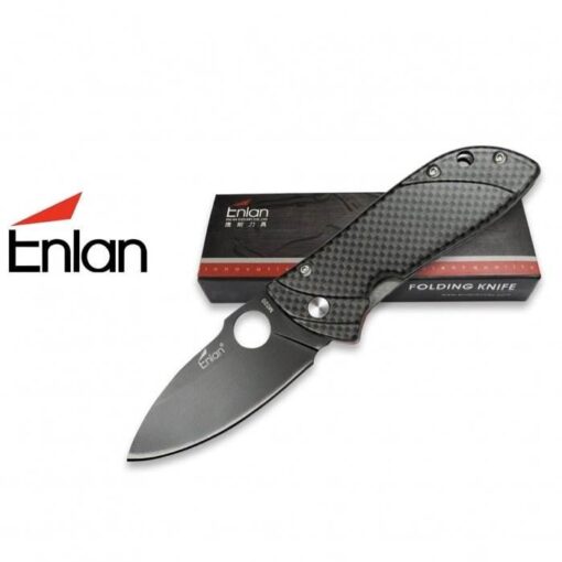 Enlan Imitation Carbon Fibre Handle Folding Knife 10cm
