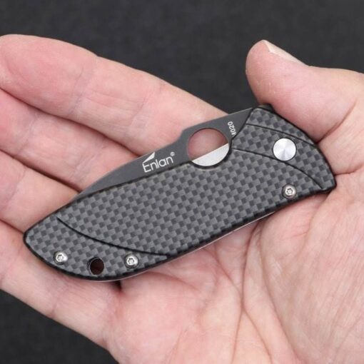 Enlan Imitation Carbon Fibre Handle Folding Knife 10cm