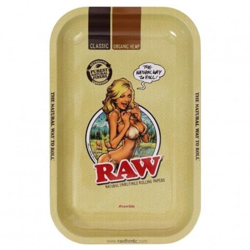 RAW Bikini Girl Small Metal Rolling Tray – 18cm x 12.5cm