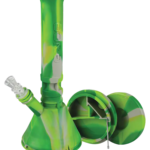 EYCE Silicone Beaker Bong in Assorted Colors, 12" Height with Deep Bowl for Dry Herbs, Side View