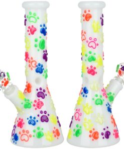 Paws for the Cause Glow in Dark Beaker Water Pipe - 10" / 14mm F - Headshop.com