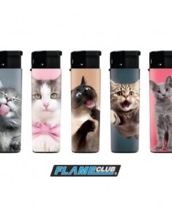 FlameClub Cat Refillable Gas Lighter 5 Pack