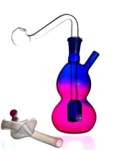 Pink & Purple Glass Bubbler Water Pipe 9.5cm