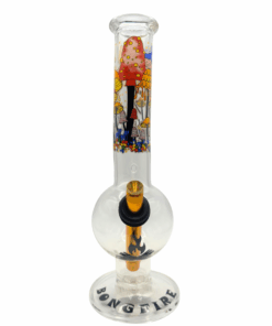 28cm Mushroom Glass Bong – Colourful Printed Design