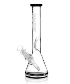 GRAV Medium Beaker Base Water Pipe with Black Accents and Slit-Diffuser Percolator, Front View