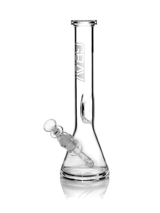 GRAV Medium Clear Beaker Base Water Pipe with Slit-Diffuser Percolator - Front View