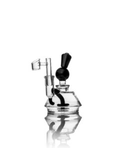 GRAV Orbis Borocca Water Pipe - Compact Beaker Design for Concentrates, Black Accents, 5.5" Tall