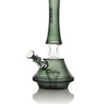 GRAV Smoke Empress Bong in gray with beaker design and showerhead percolator, front view on white background