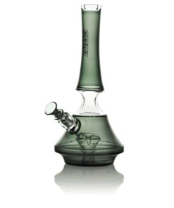 GRAV Smoke Empress Bong in gray with beaker design and showerhead percolator, front view on white background
