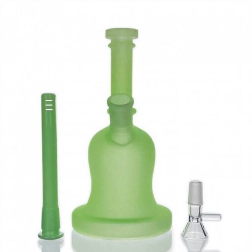 Frosted Luminous Bell Glass Bong 21cm Green