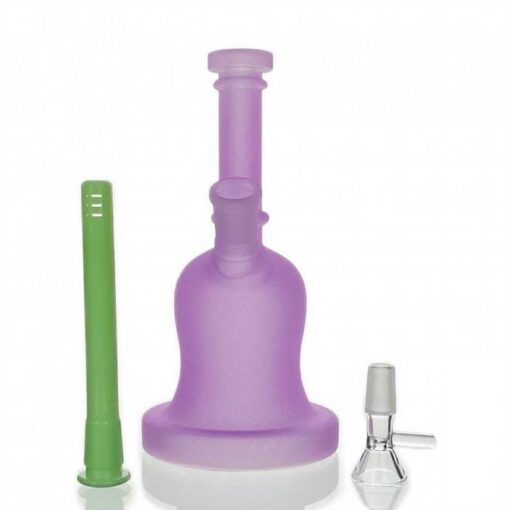 Frosted Luminous Bell Glass Bong 21cm Purple