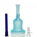 Frosted Luminous Bell Glass Bong 21cm Blue