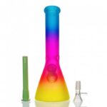 Frosted Rainbow Beaker Glass Bong 25cm (Blue, Pink, Yellow)